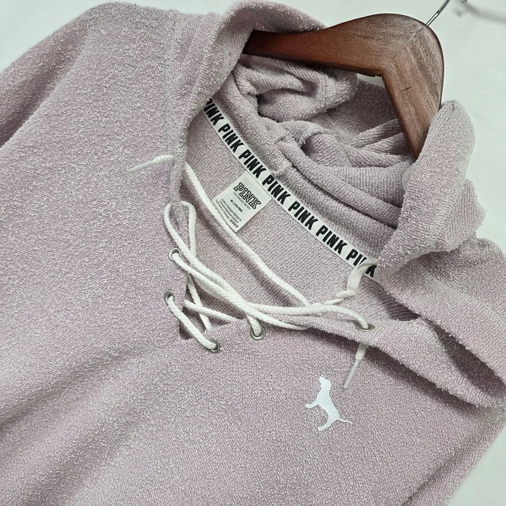 Victoria's Secret Pink Lace-Up Varsity Pullover Hoodie Small